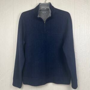 Toad&Co Wool quarter zip pullover men’s Large wool blend mock collar Navy Blue.